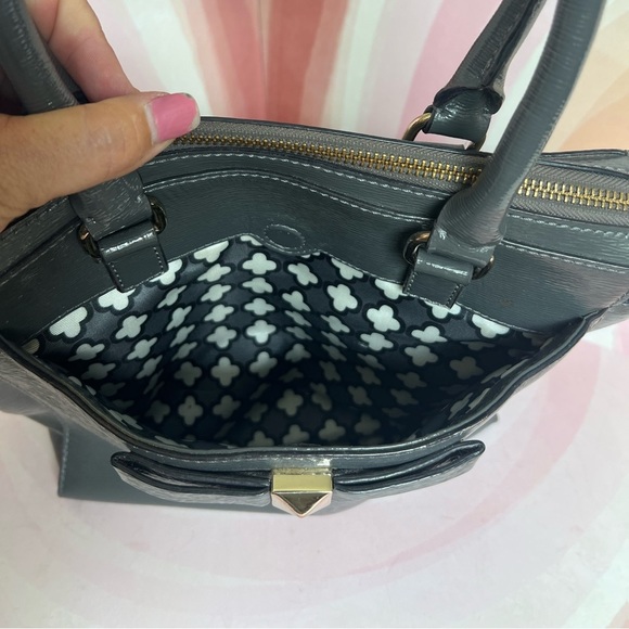 Kate Spade Grey Gray Patent Leather Tote Purse With Detachable Shoulder Strap - Picture 9 of 17